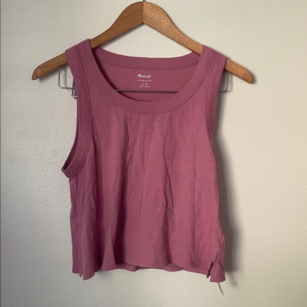 Madewell Mauve Pink Cropped Rib Tank Top